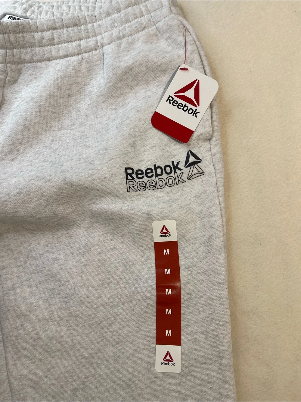 Reebok Heather Gray Fleece Sweatpants with Logo MENS SIZE M  UNISEX NEW W T